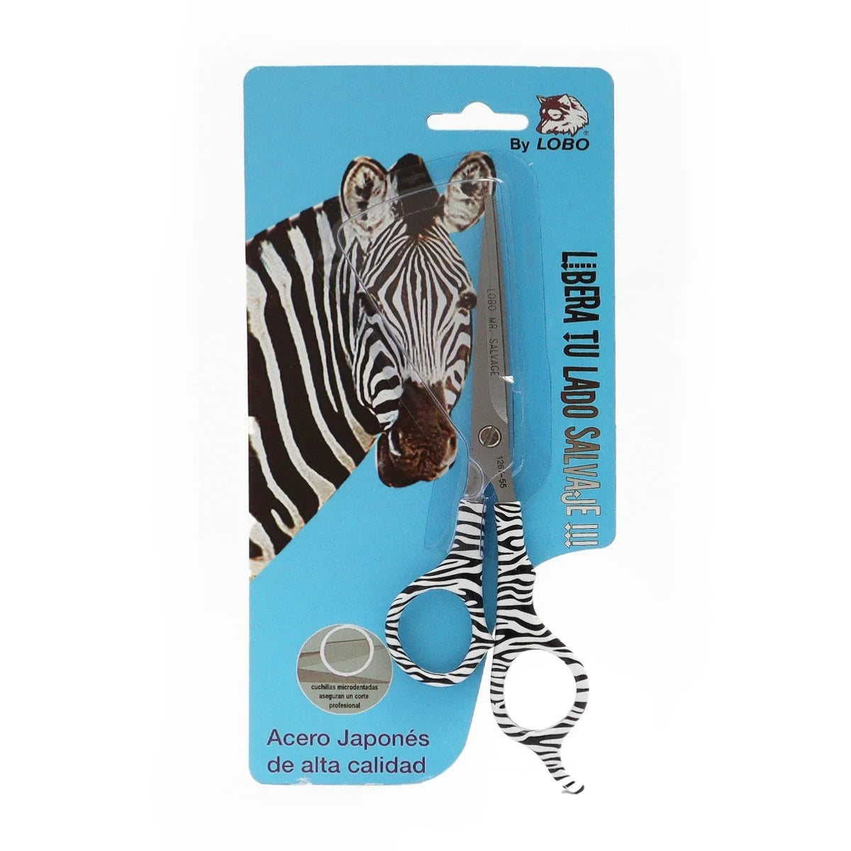 Lobo Professional Tijera Estilista Microdentada Cebra