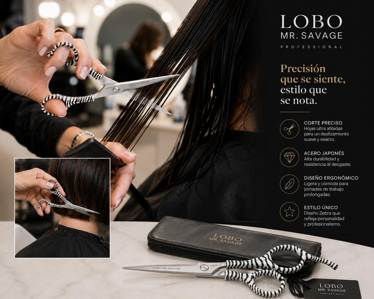 Lobo Professional Tijera Estilista Microdentada Cebra