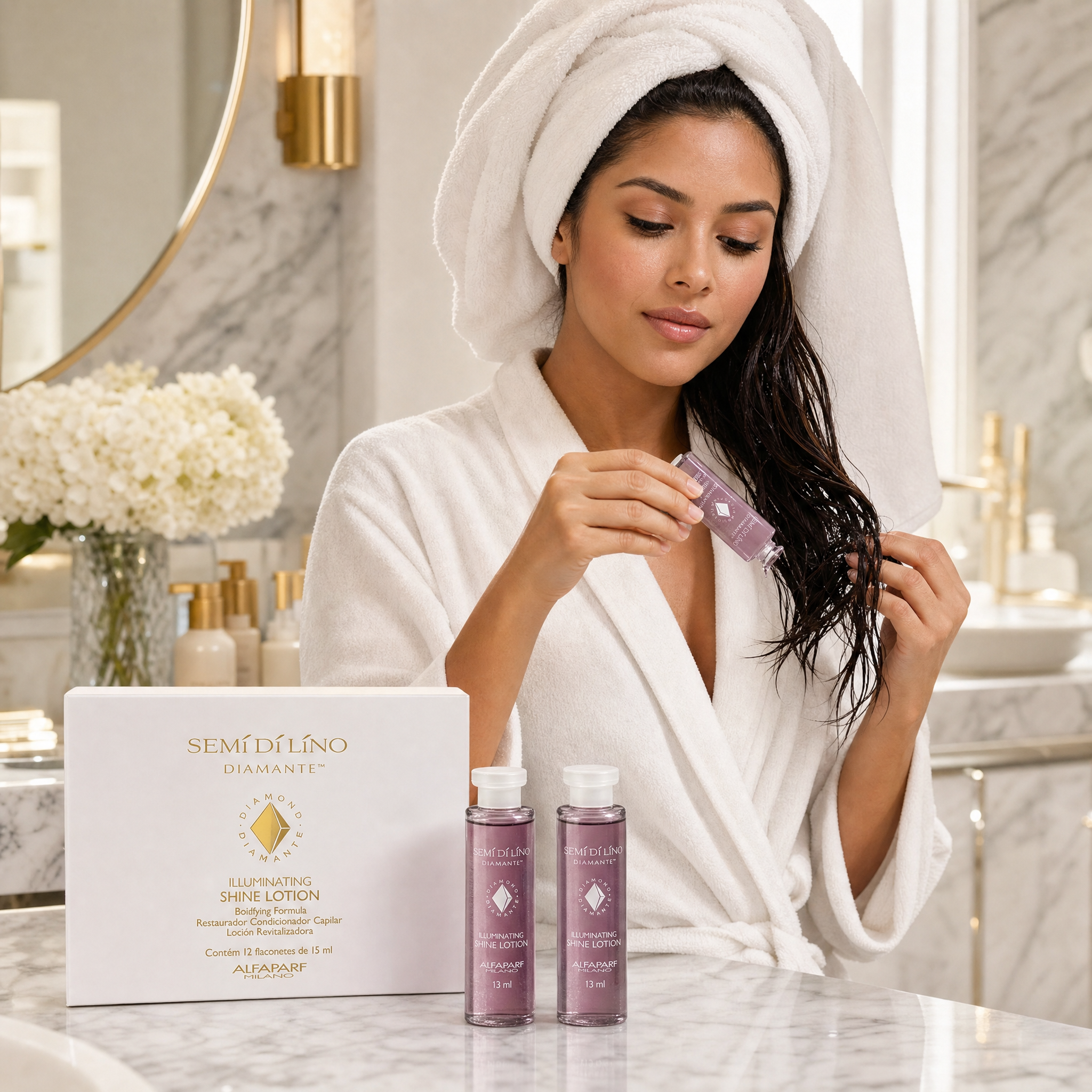 Alfaparf Semi Di Lino Diamond Ampolletas Iluminating Shine Lotion 12 pzas x 13 ml