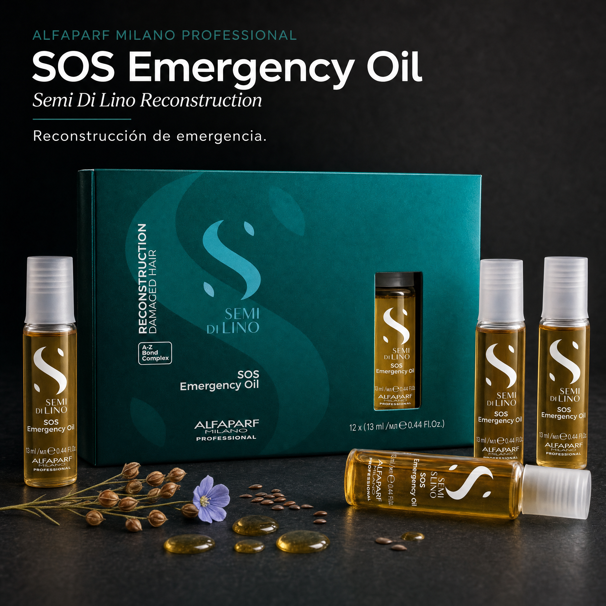 Alfaparf Semi Di Lino Reconstruction Ampolletas SOS Emergency Oil 12 pzas x 13 ml