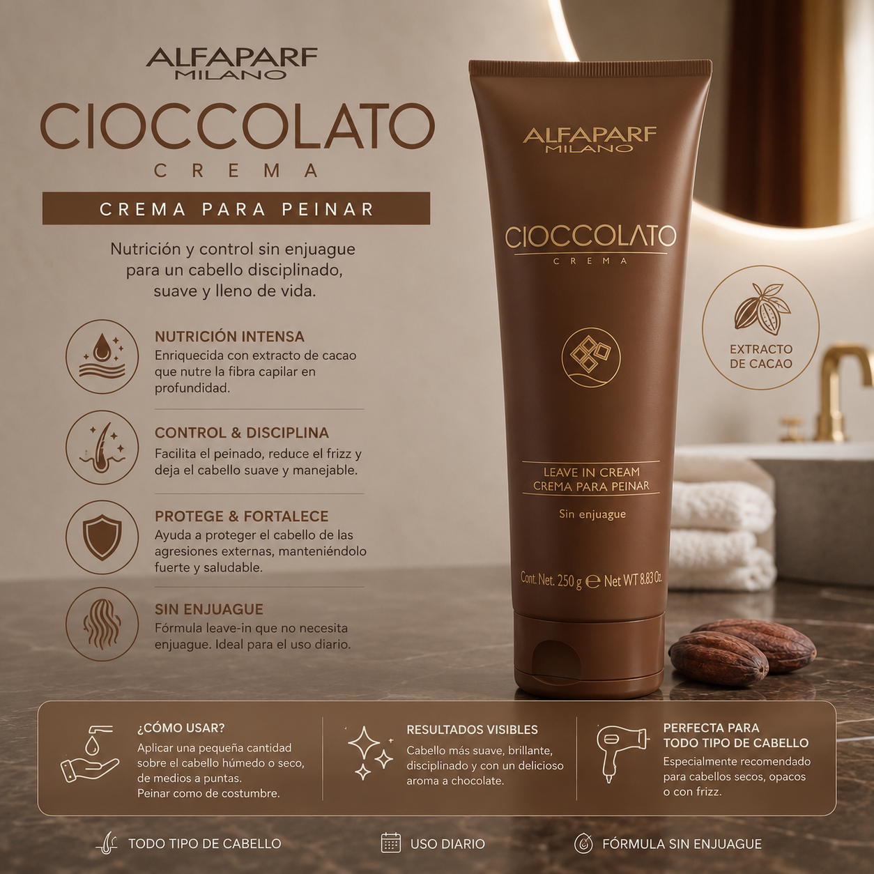 Alfaparf Cioccolato Crema de Peinado 250 gr
