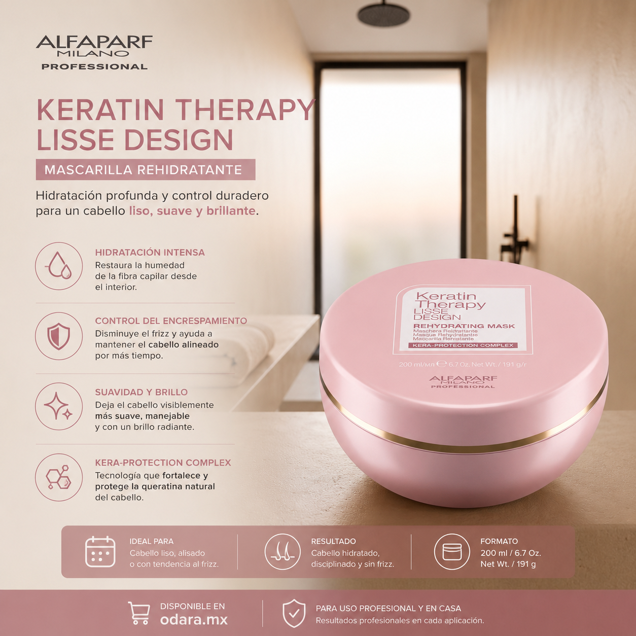 Alfaparf Keratin Therapy Lisse Design Mascarilla Rehidratante 200 ml