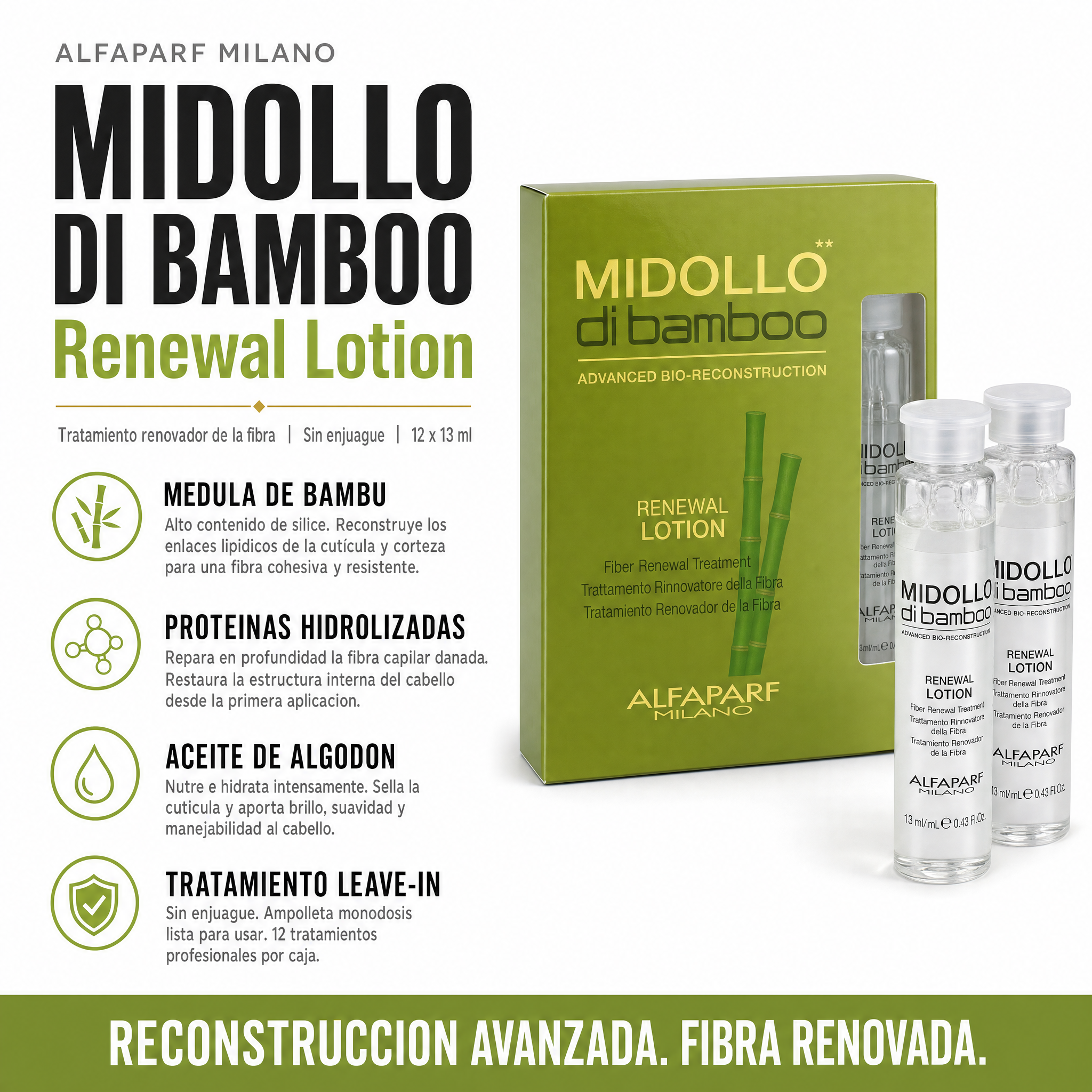 Alfaparf Midollo di Bamboo Ampolletas 12 pzas x 13 ml
