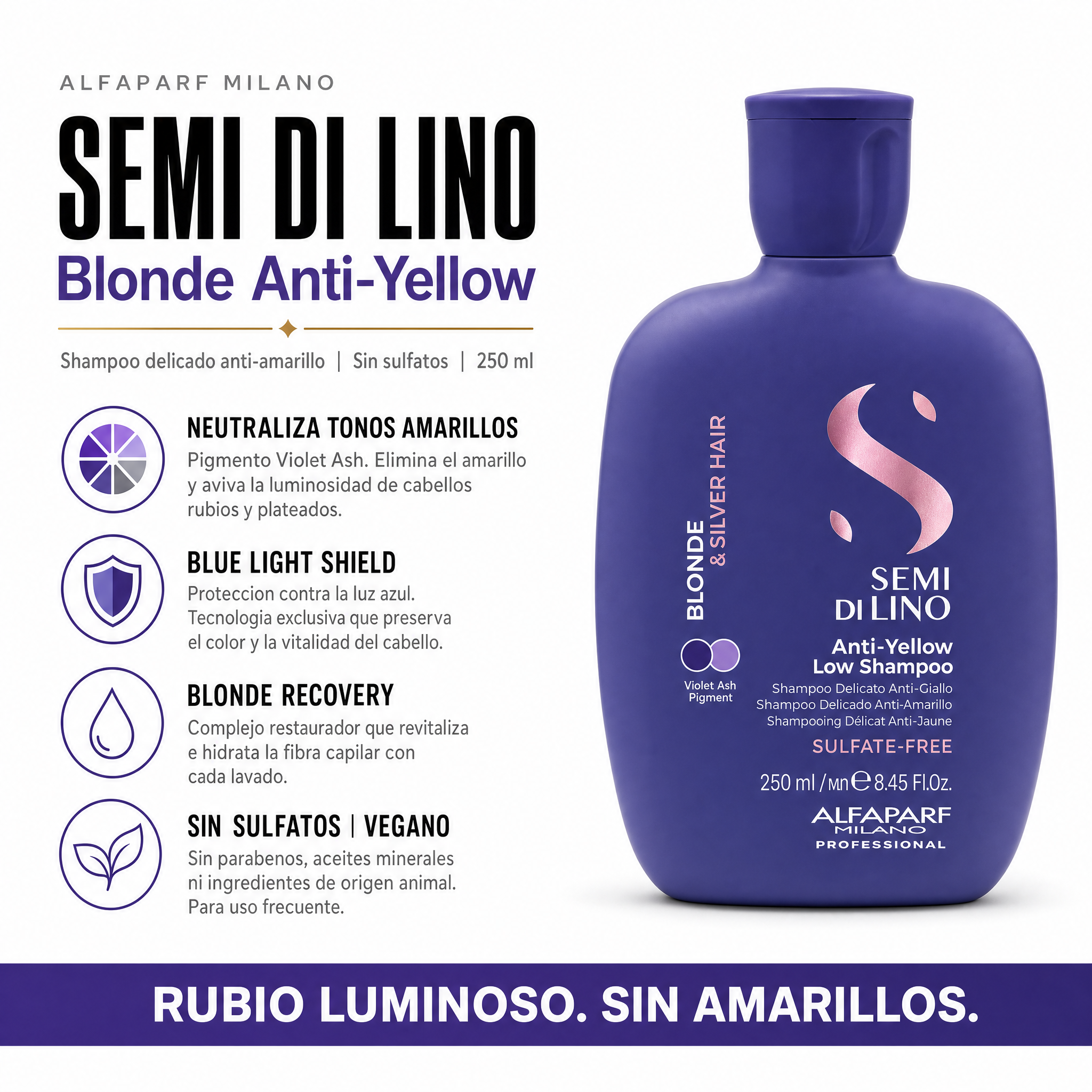 Alfaparf Semi Di Lino Blonde Anti Yellow Low Shampoo 250 ml