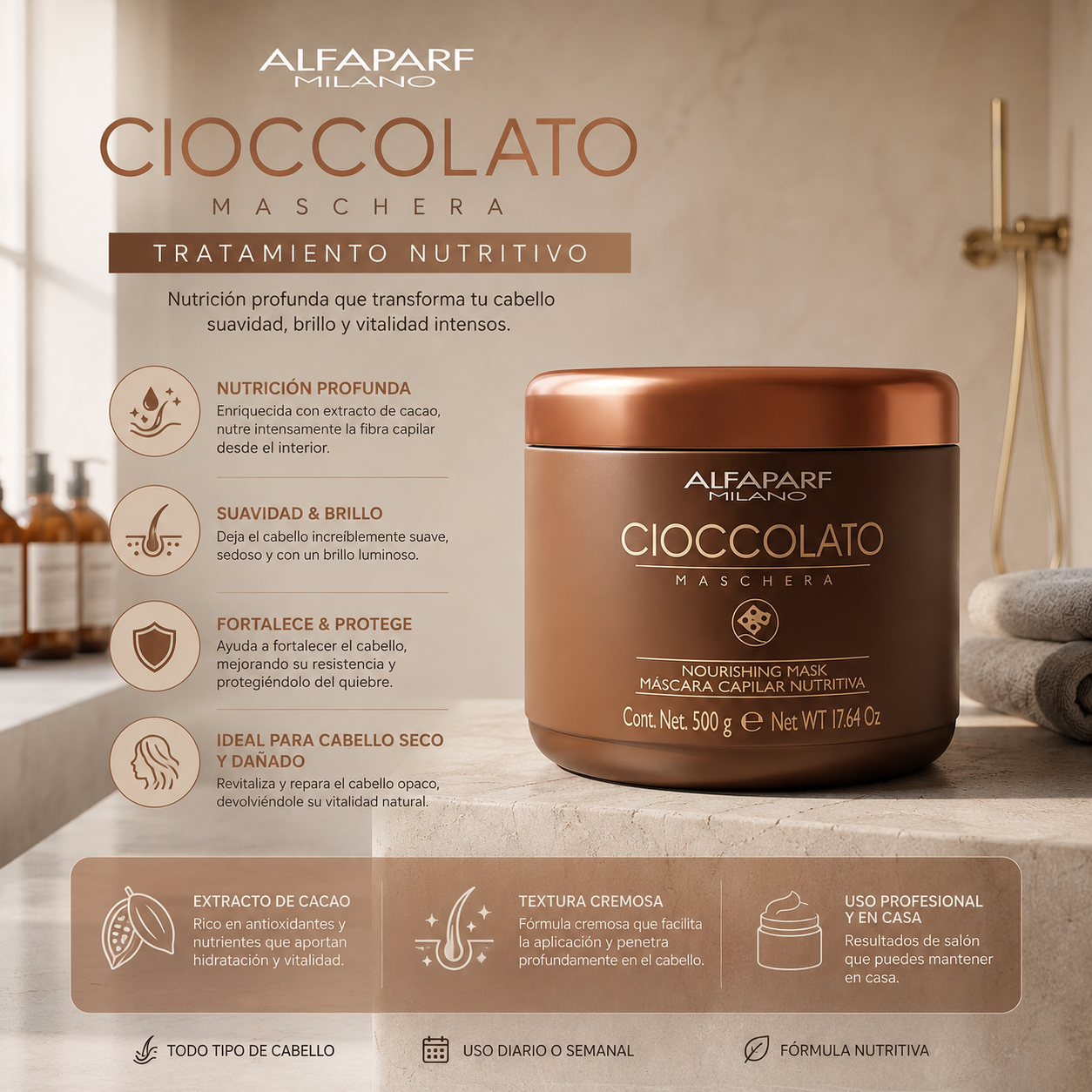 Alfaparf Cioccolato Mascarilla Nutritiva 500 gr