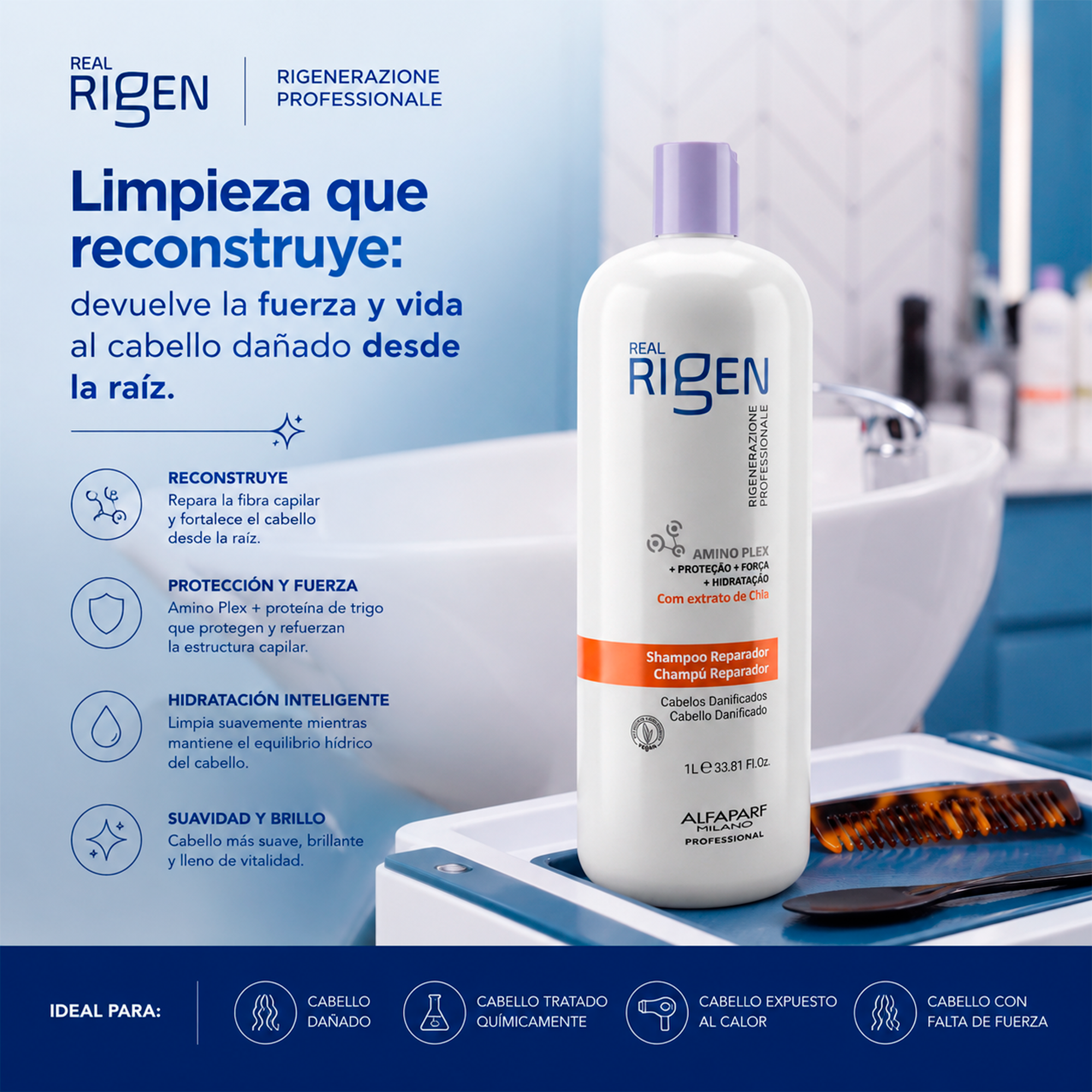 Alfaparf Real Rigen Shampoo Reparador 1 L