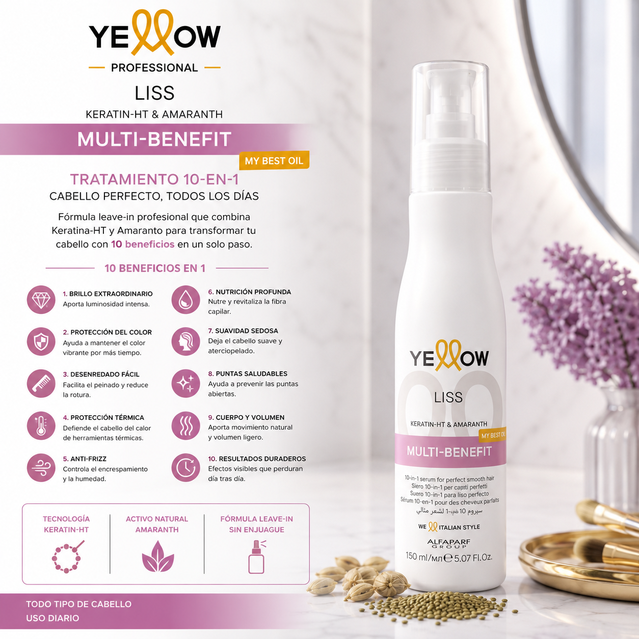 Alfaparf Yellow Liss Serum Multi Beneficios 150 ml