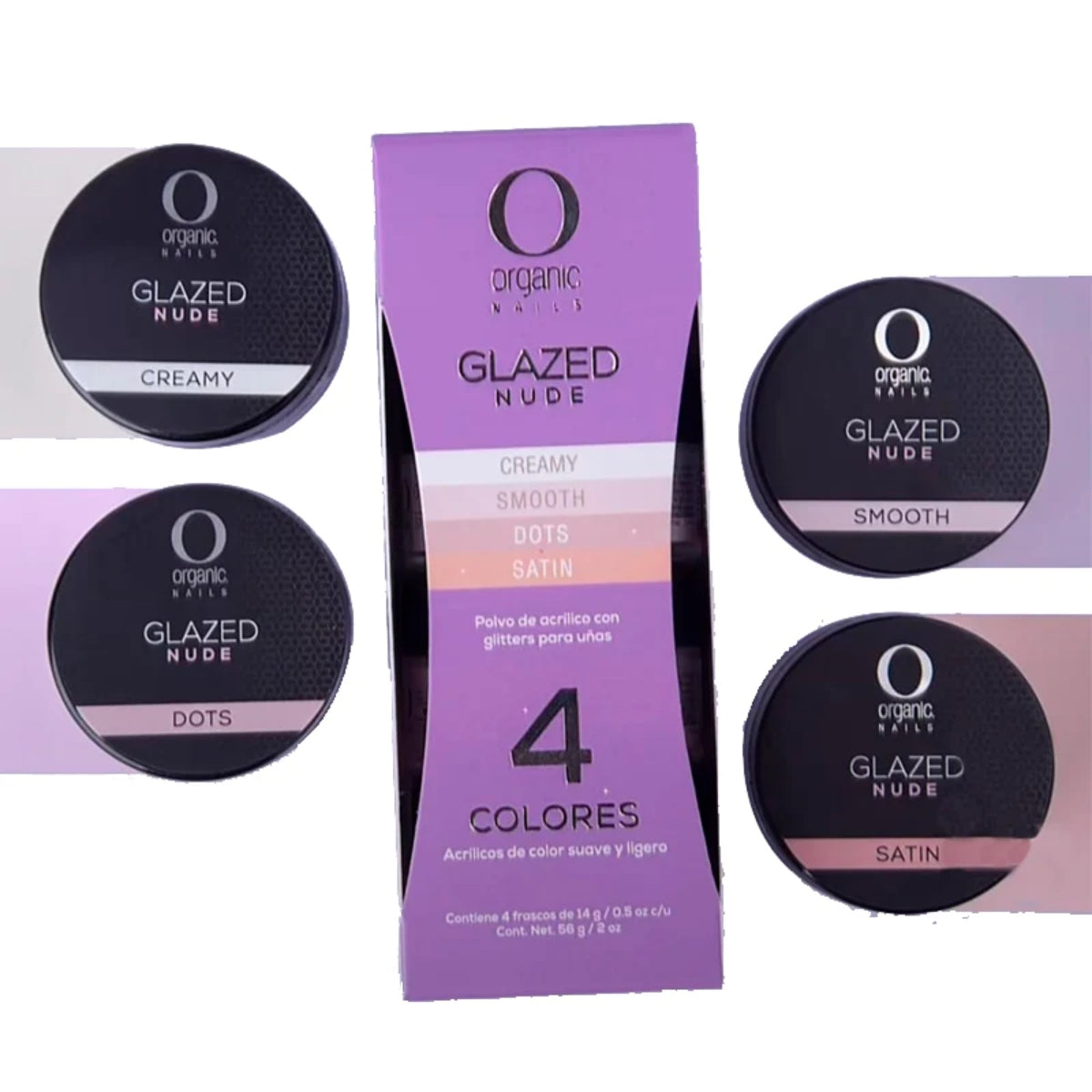 SET DE 4 GLAZED NUDE (CREAMY, SMOOTH, DOTS, SATIN) DE 14 G/0.5OZ C/U