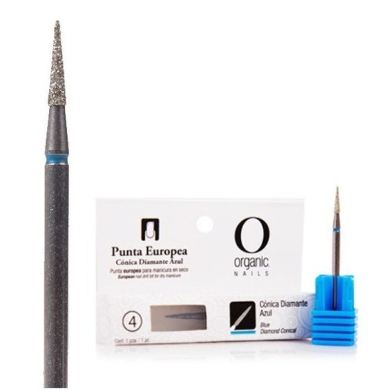 PUNTA PARA PULIDORA TIPO EUROPEA CONICA DIAMANTE AZUL ORGANIC NAILS
