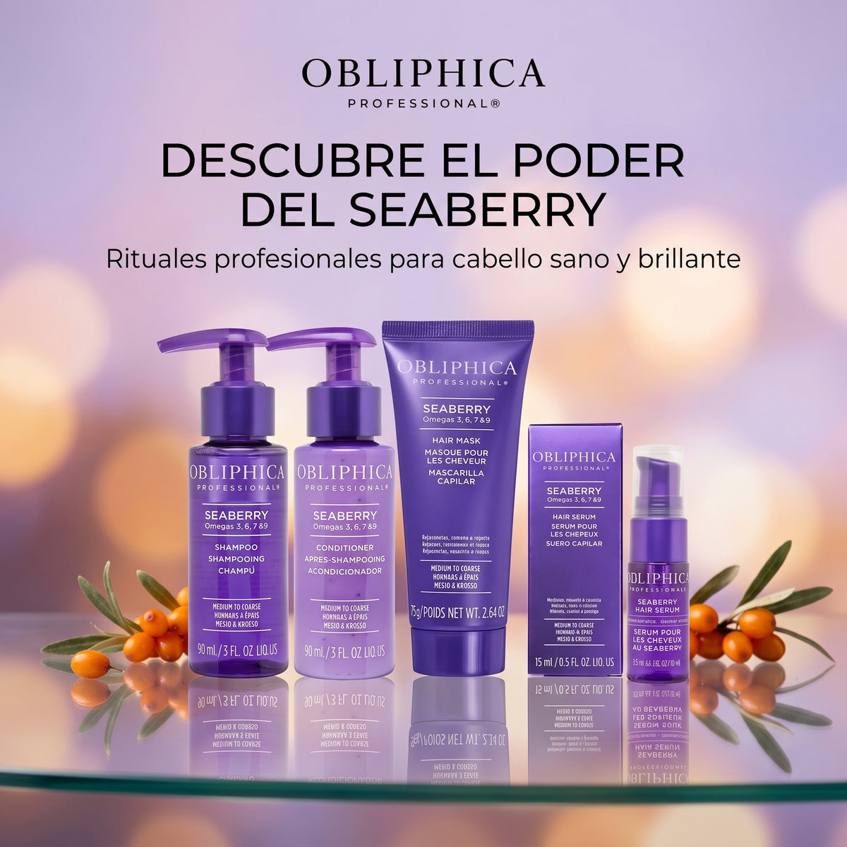 Obliphica Seaberry Crema Hidratante Sin Enjuague Cabello Medio a Grueso