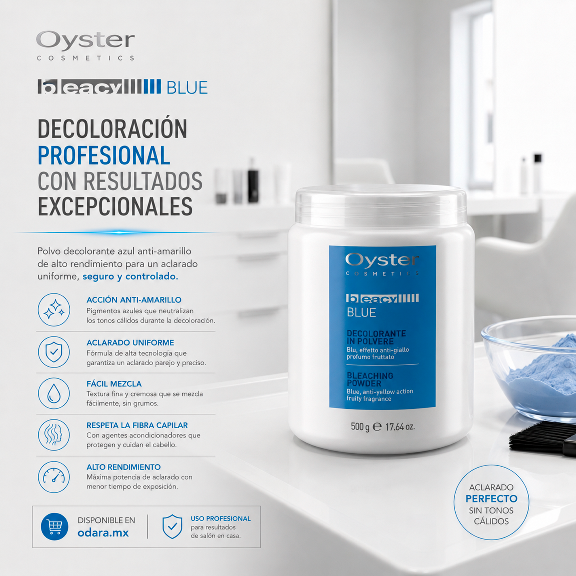 Oyster Cosmetics Bleacy Blue Polvo Decolorante 500 gr