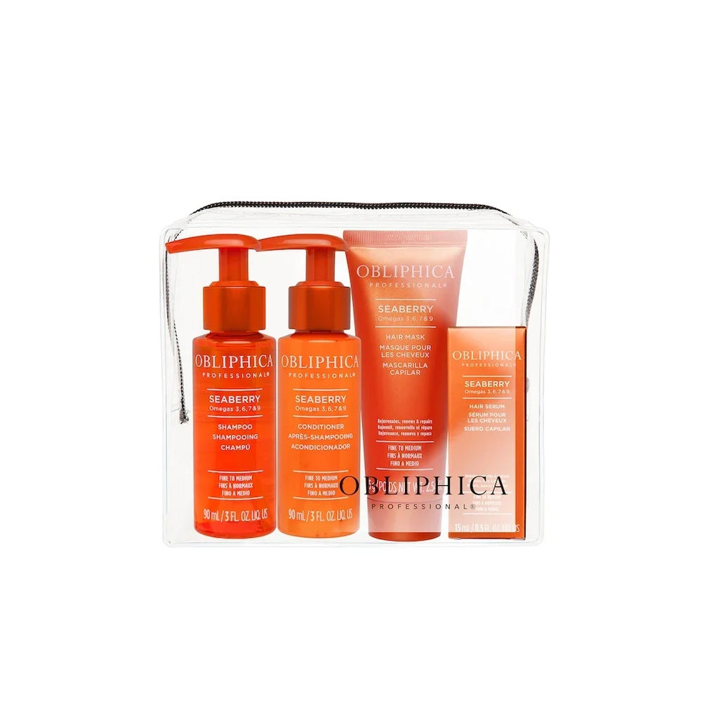 Obliphica Seaberry Kit de Viaje Clásico Cabello Fino a Medio 4 Pzas