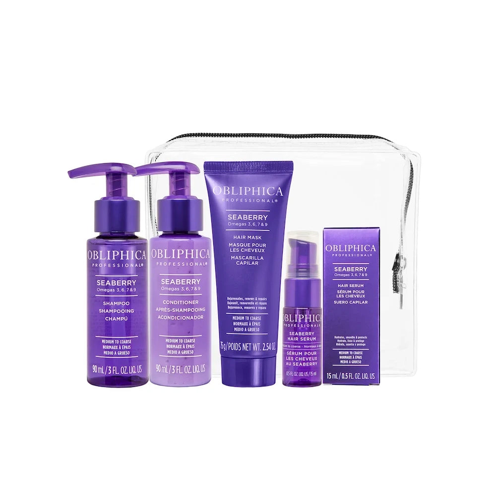 Obliphica Seaberry Kit de Viaje Clásico Cabello Medio a Grueso 4 Pzas