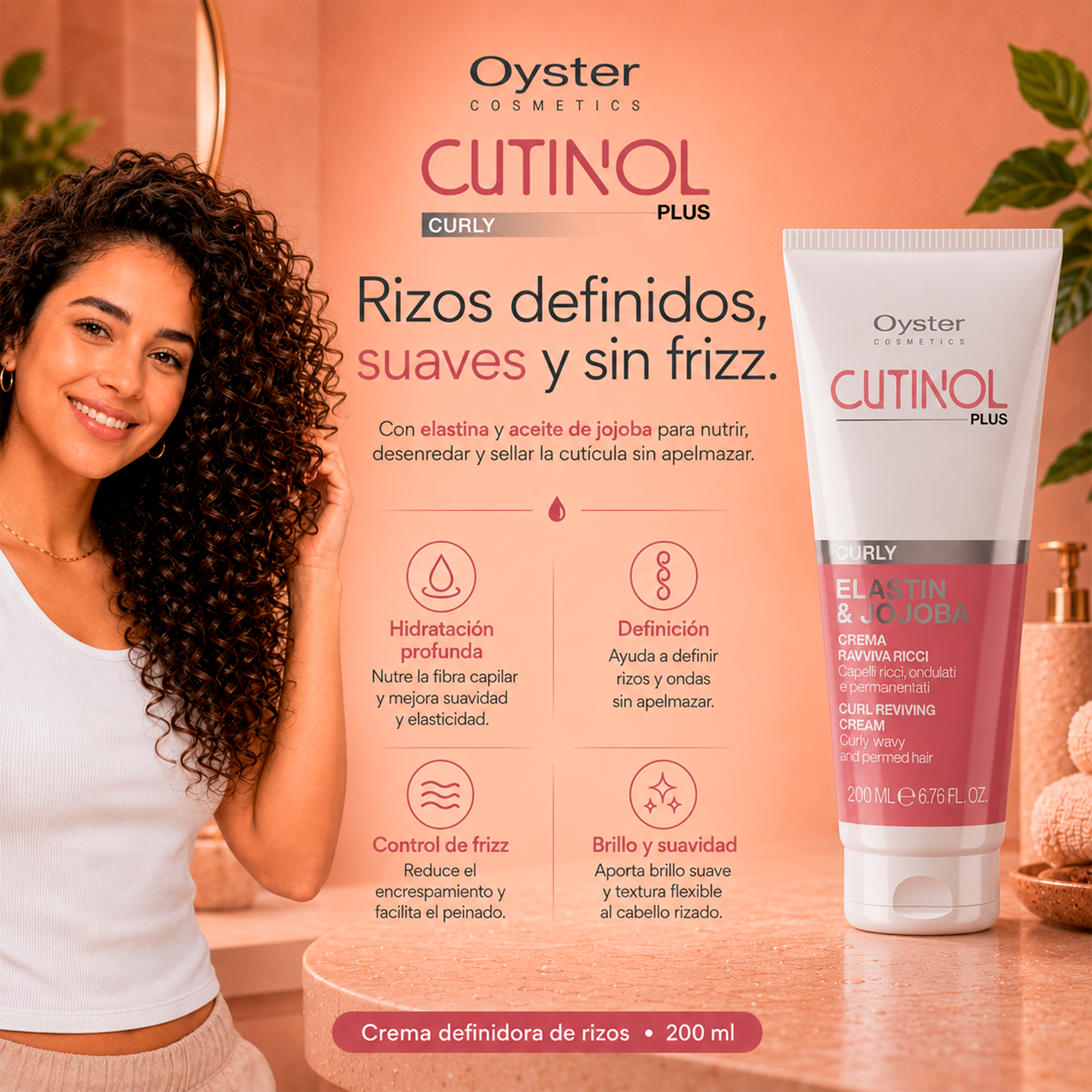 Oyster Cutinol Plus Curly Crema Definidora de Rizos 200ml