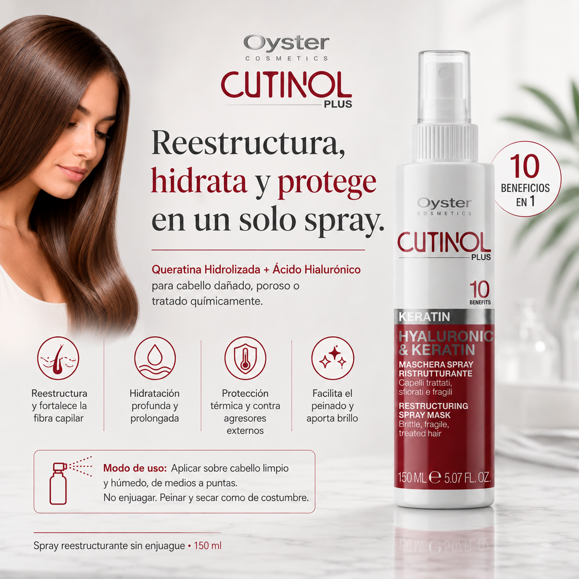 Oyster Cutinol Plus Keratin Spray 10 en 1 150 ml