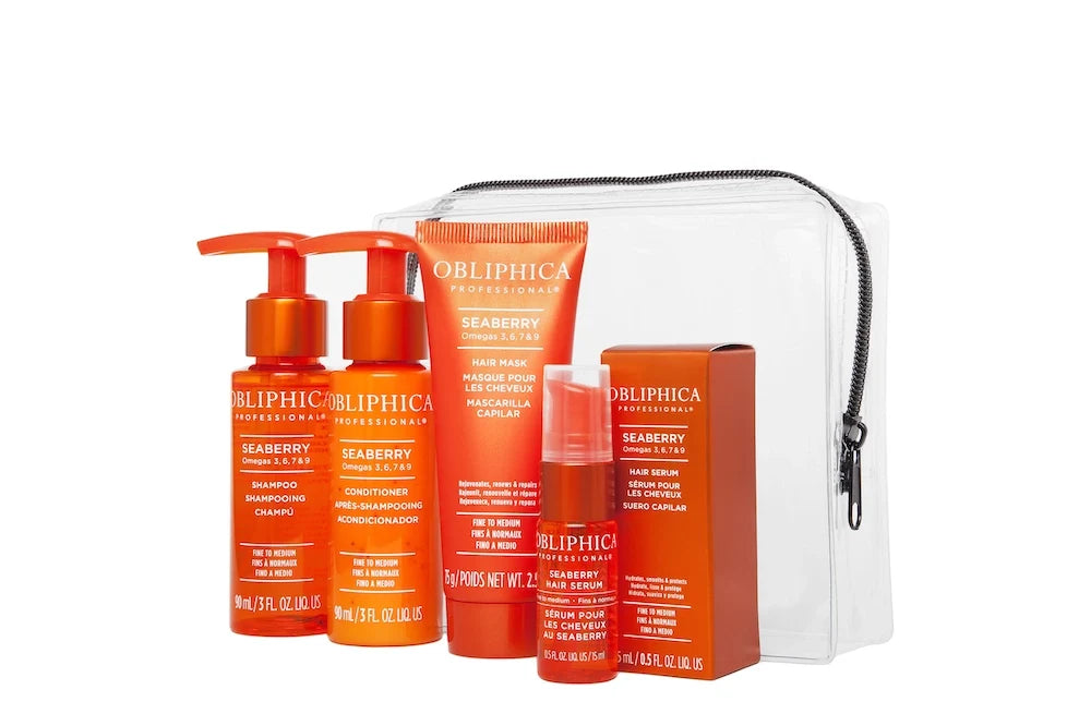 Obliphica Seaberry Kit de Viaje Clásico Cabello Fino a Medio 4 Pzas