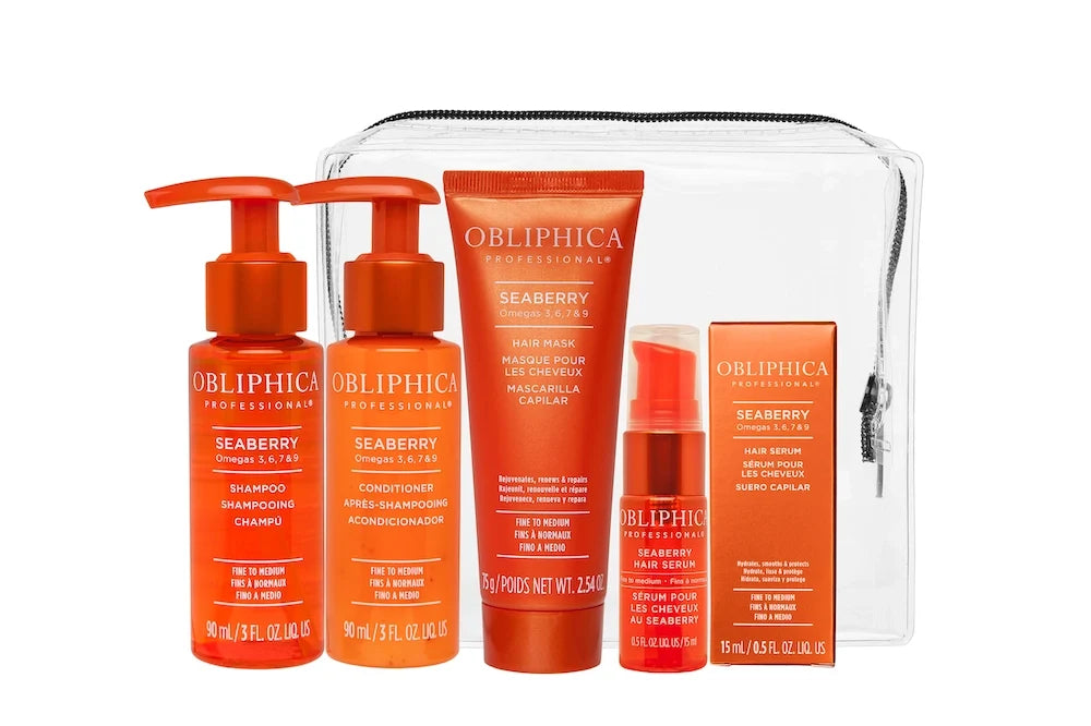 Obliphica Seaberry Kit de Viaje Clásico Cabello Fino a Medio 4 Pzas