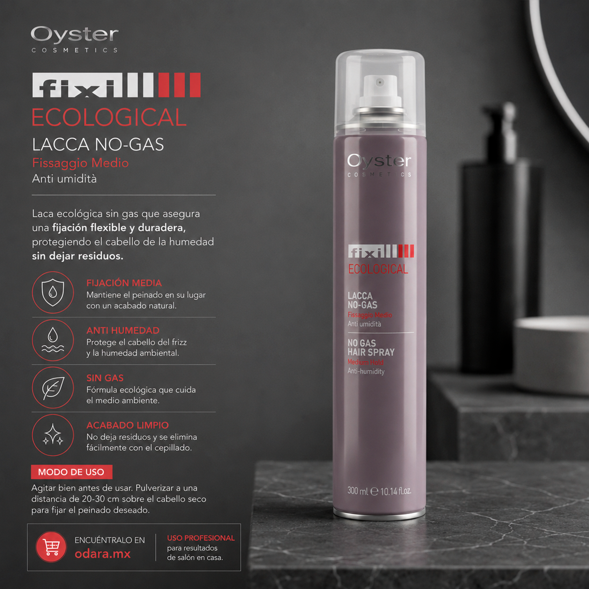 Oyster Cosmetics Fixi Spray Ecologico Fijación Media 300 ml