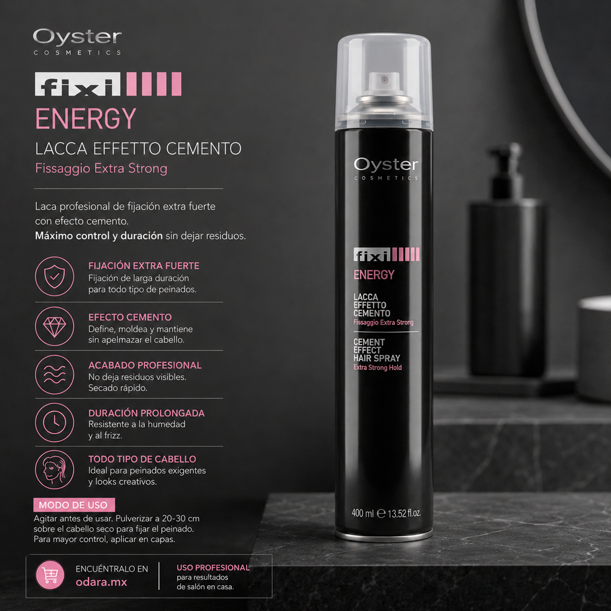 Oyster Cosmetics Fixi Hairspray Energy Extra Fuerte 400 ml