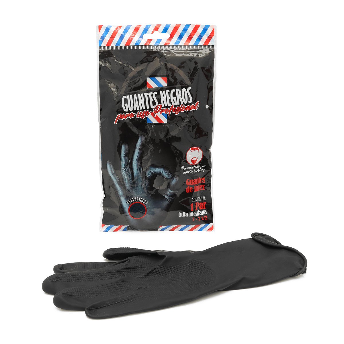 GUANTE NEGRO DE LATEX PROFESIONAL TALLA CHICA 1 PAR - KELFFURE BEAUTY