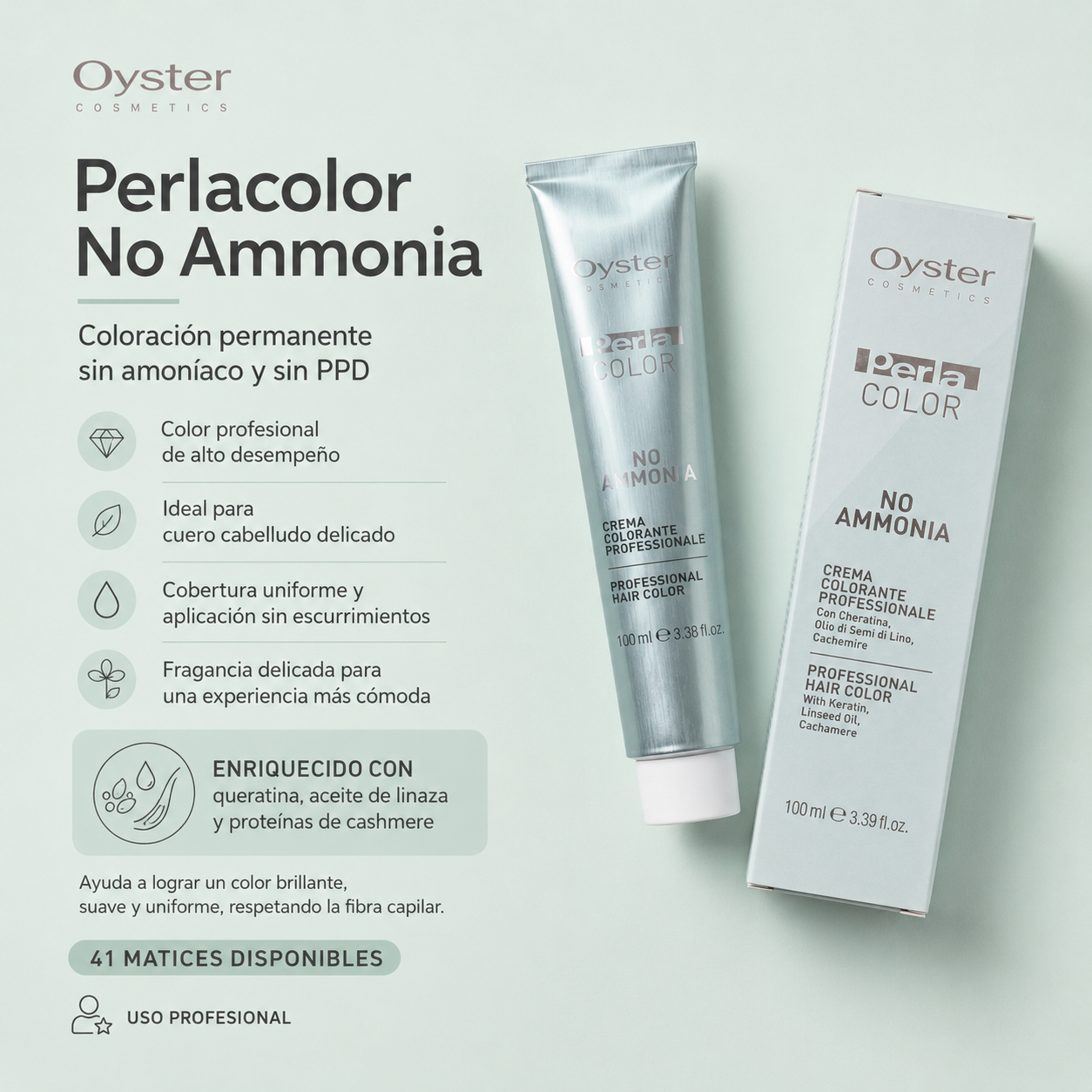 Oyster Cosmetics Perlacolor No Ammonia Tinte Profesional sin Amoniaco 100 ml