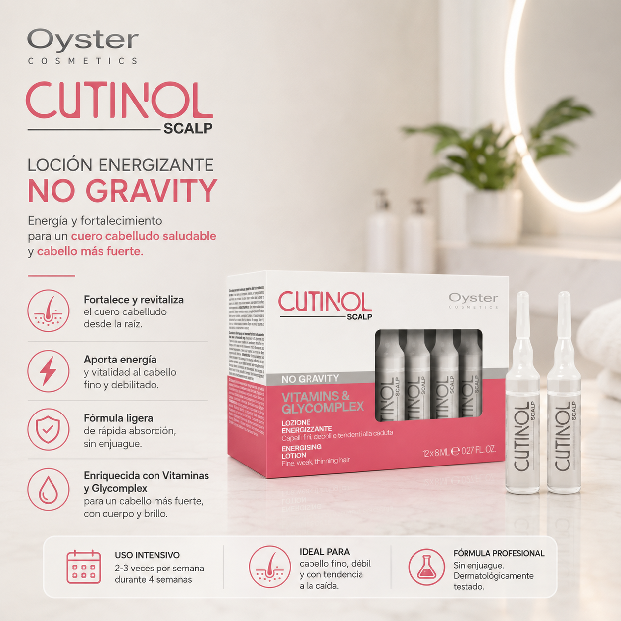 Oyster Cutinol Scalp No gravity Ampolletas 11 pzas x 8 ml