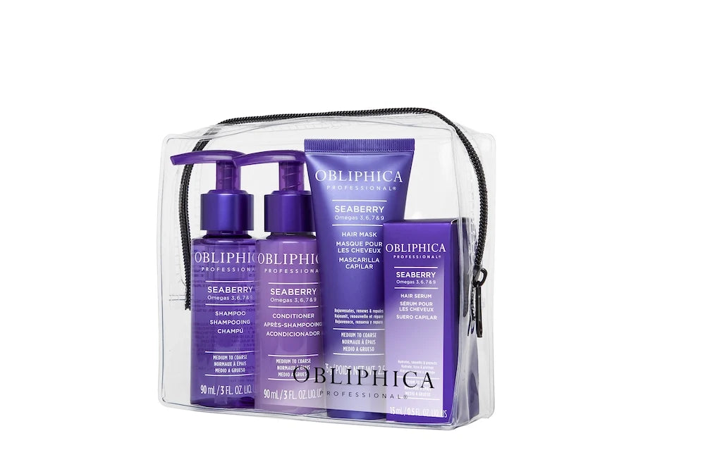 Obliphica Seaberry Kit de Viaje Clásico Cabello Medio a Grueso 4 Pzas