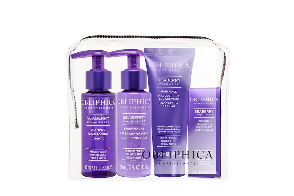 Obliphica Seaberry Kit de Viaje Clásico Cabello Medio a Grueso 4 Pzas