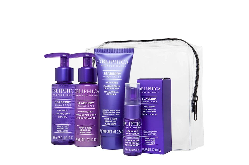 Obliphica Seaberry Kit de Viaje Clásico Cabello Medio a Grueso 4 Pzas
