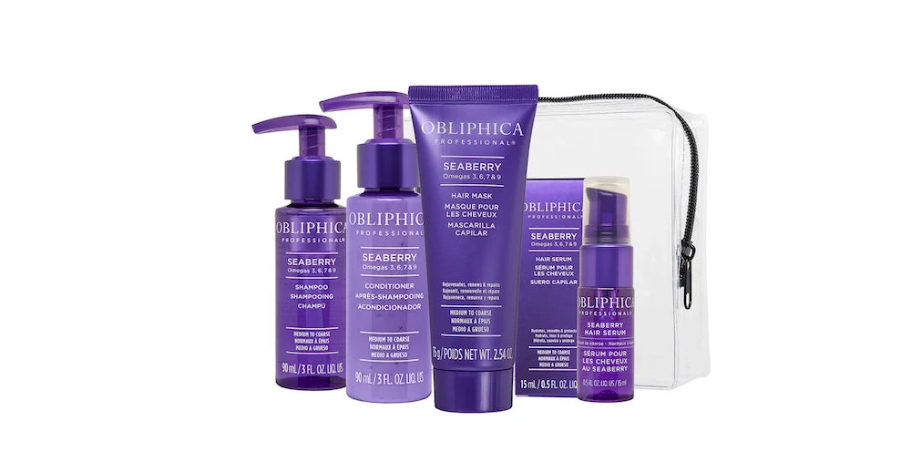 Obliphica Seaberry Kit de Viaje Clásico Cabello Medio a Grueso 4 Pzas