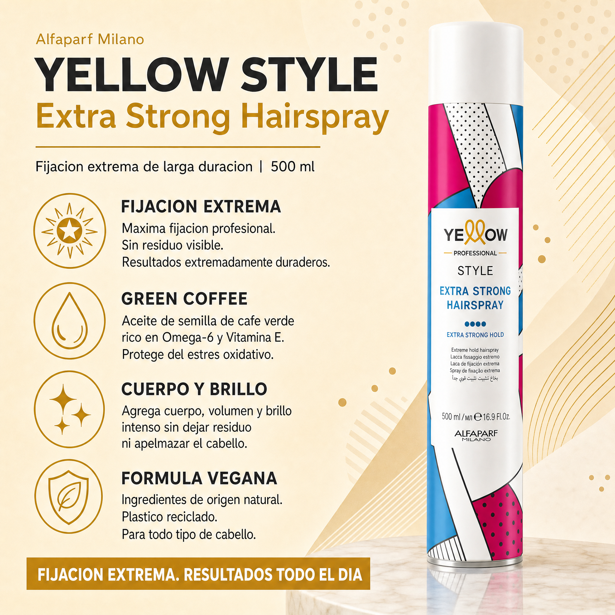 Alfaparf Yellow Style Extra Strong Hairspray 500 ml