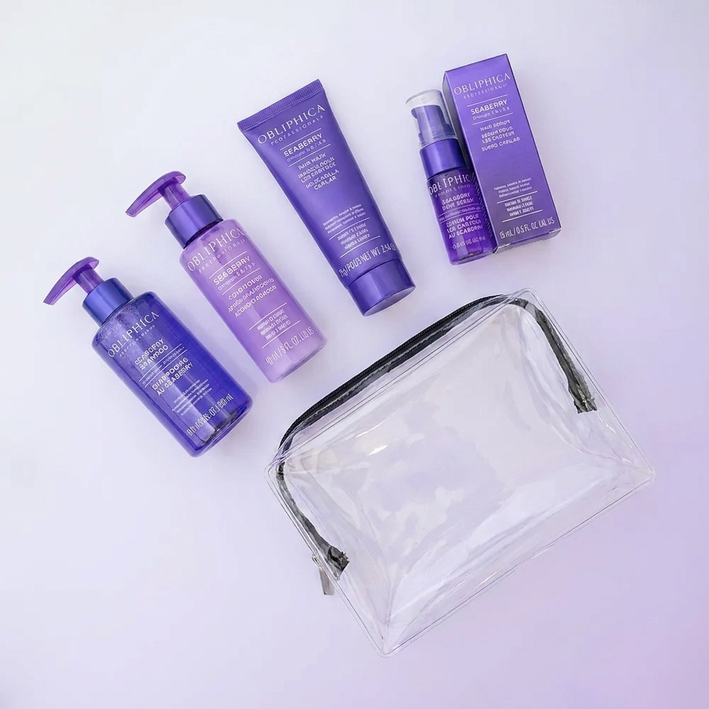 Obliphica Seaberry Kit de Viaje Clásico Cabello Medio a Grueso 4 Pzas