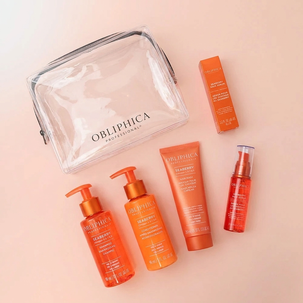 Obliphica Seaberry Kit de Viaje Clásico Cabello Fino a Medio 4 Pzas