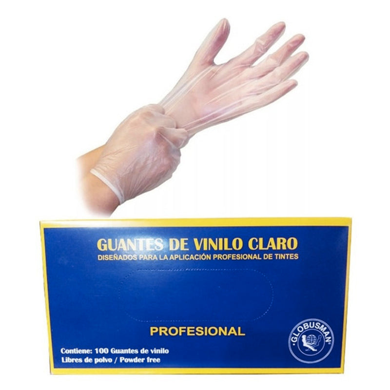 Caja Guantes Vinilo Claro Grande con 100 pzs