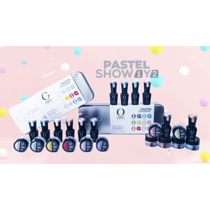 COLECCION PASTEL SHOW 2 ( COLOR GEL PASTEL 6 PZS + GLITTER PASTEL 6 PZAS ) - ORGANIC NAILS