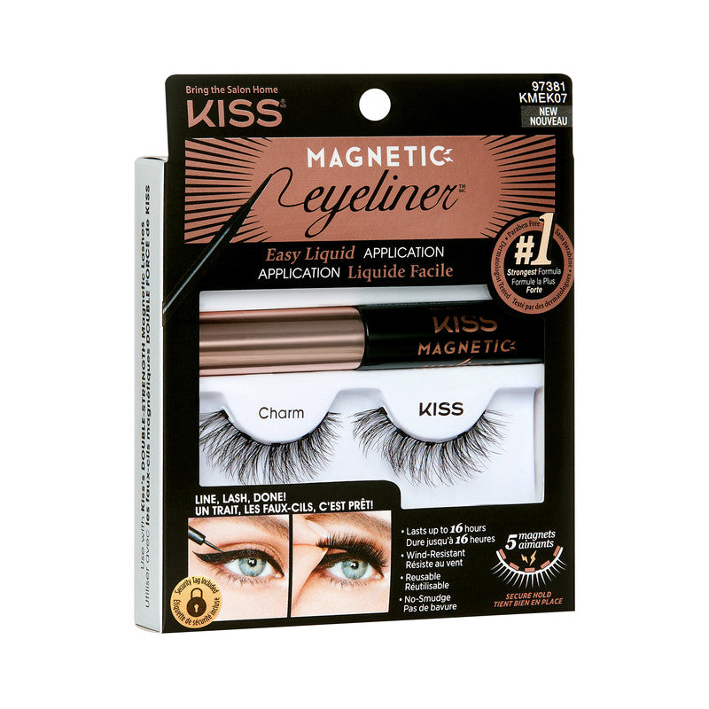 KISS PESTAÑAS POSTIZAS Y DELINEADOR MAGNETIC EYELINER CHARM