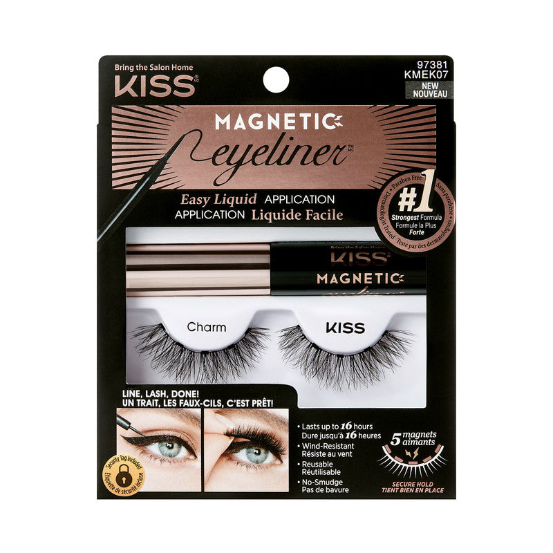 KISS PESTAÑAS POSTIZAS Y DELINEADOR MAGNETIC EYELINER CHARM