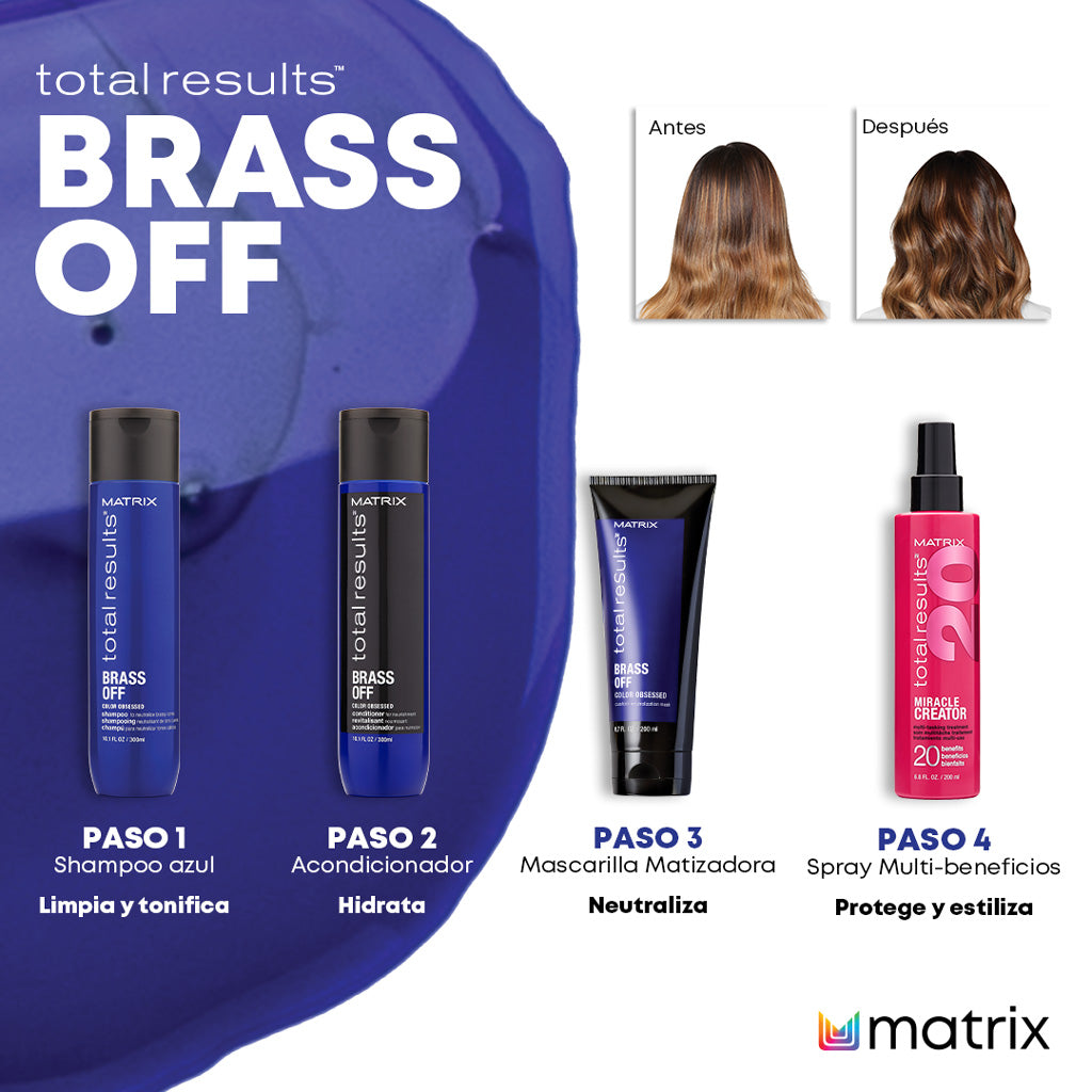 SHAMPOO PARA CABELLO LACIO ACLARANTE MATRIX [BRASS OFF] 300 ML - TOTAL.R