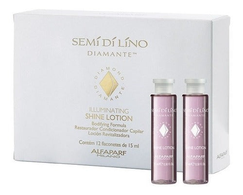 Caja De Ampolletas Semi Di Lino Shine Lotion Alfaparf 12 pzs 13 Ml C/U